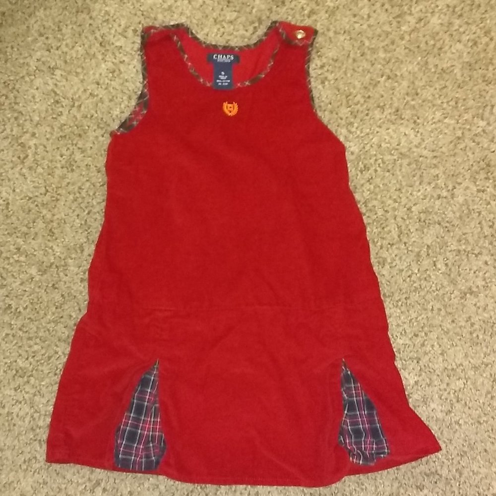 Chaps size 5 (girls) Red with plaid detail dress !